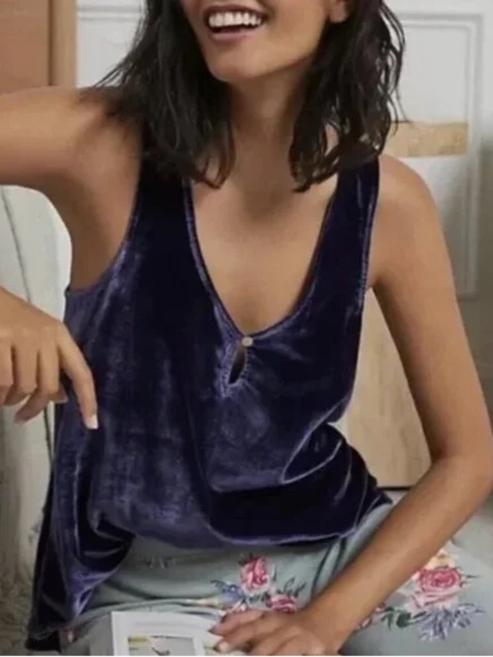 Anthropologie Suri Velvet Racer Back Tank Top - Picture 2 of 13